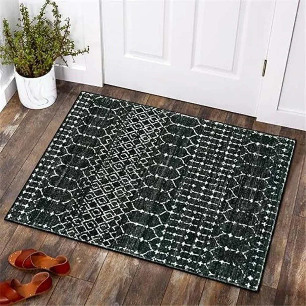 Moroccan Entry Rug 2x3, Non-Slip Washable Front Door Mat Indoor Rubber Backing